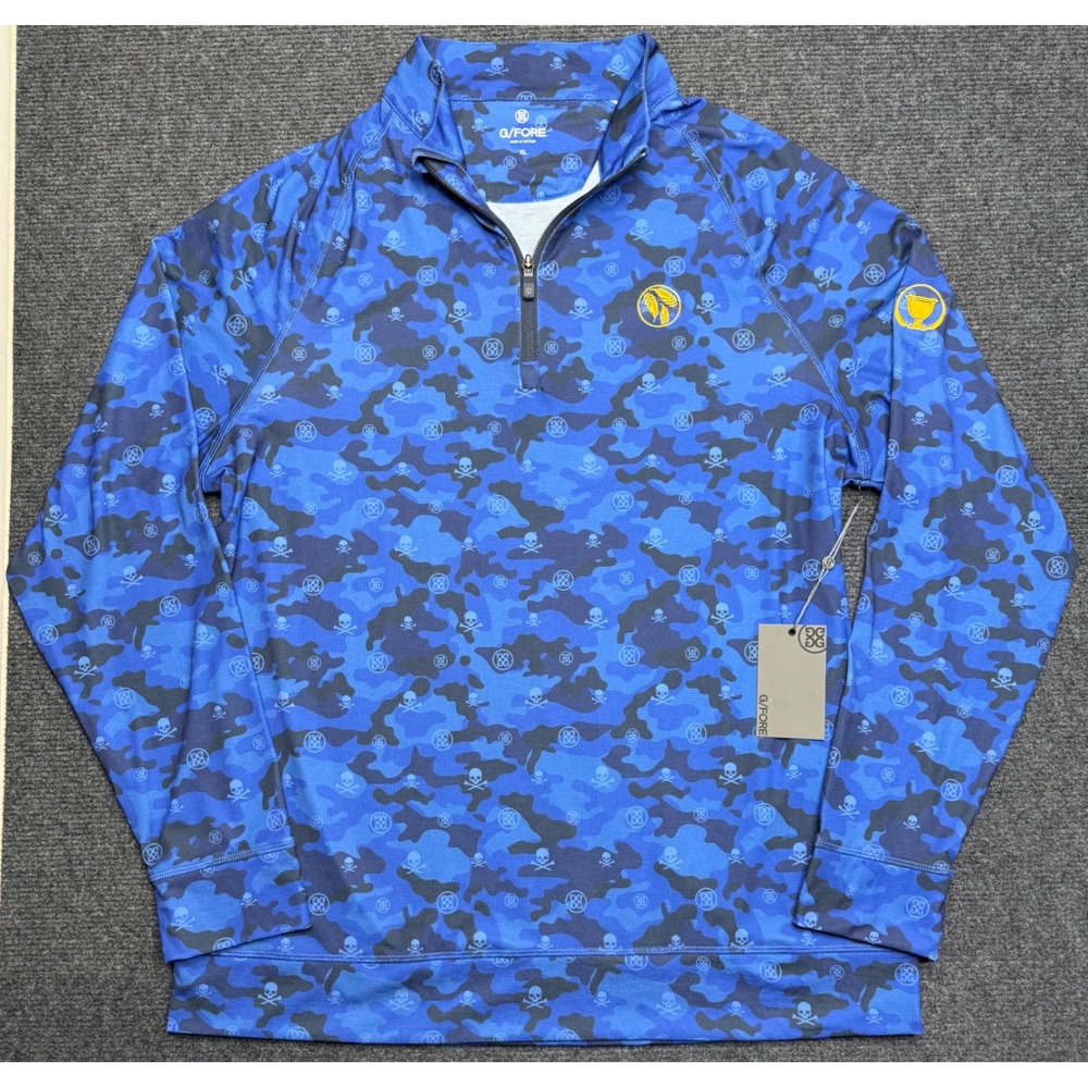 NWT G/FORE Mens XL Luxe Staple Midlayer Blue Camo Skull Pullover Presidents Cup